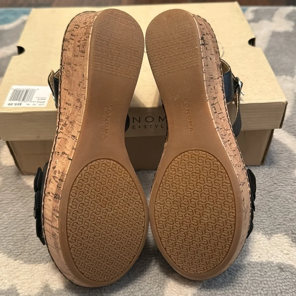 NIB Sonoma Black Cork Wedges - Size 8M